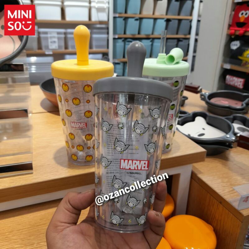 miniso botol minum (+sedotan)  marvel 420ml