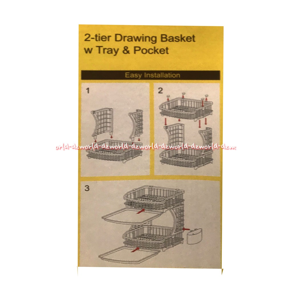 Krischef Kitchenpro 2tier Drawing Basket With Tray Pocket Rak Piring Plastik