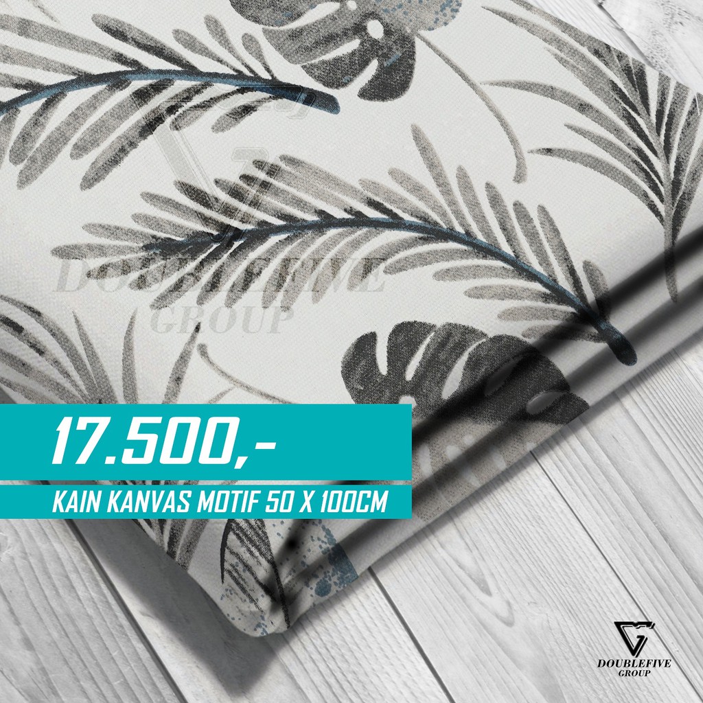 Kain Kanvas Meteran Motif 50 x 100 Cm - Floral Putih