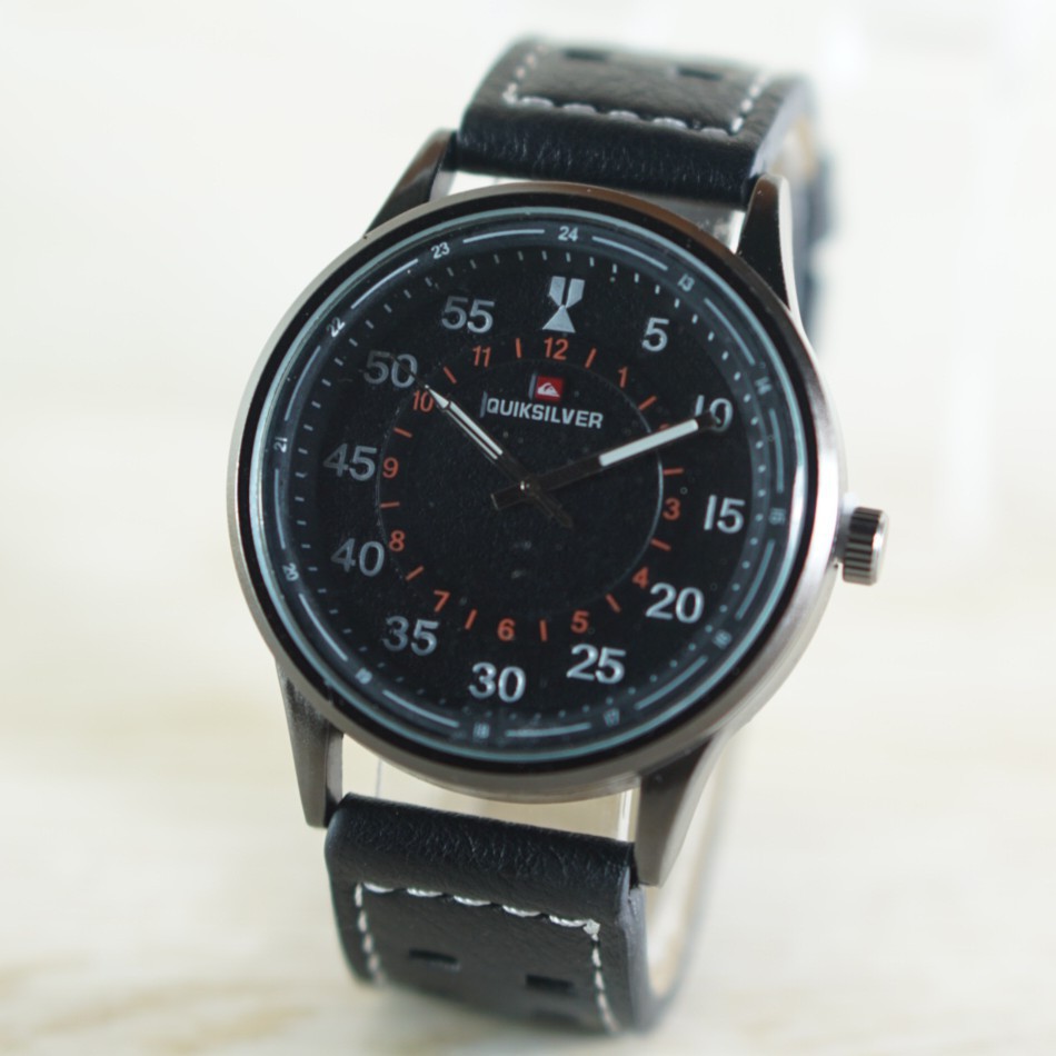 PROMO JAM TANGAN PRIA MURAH QS QUICKSILVER LEATHER SPORT POLOS // QS014 ( JAM MURAH BERKUALITAS )