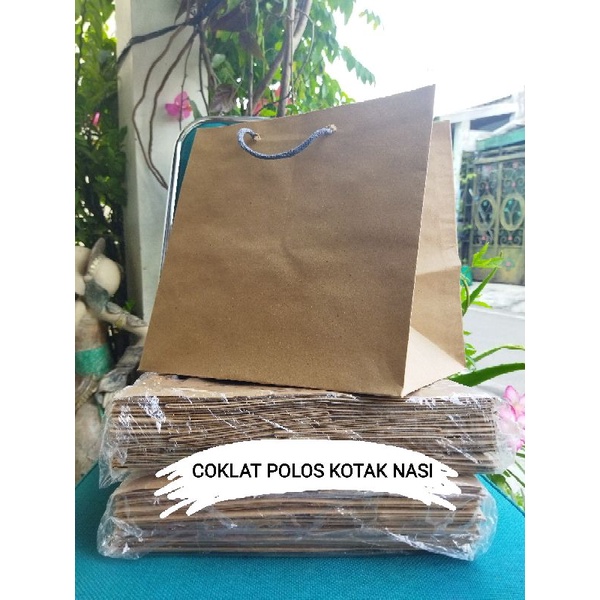 Paperbag Kotak Nasi Coklat Polos / Paper bag Hajatan / Tas Kertas Murah Tebal Kokoh