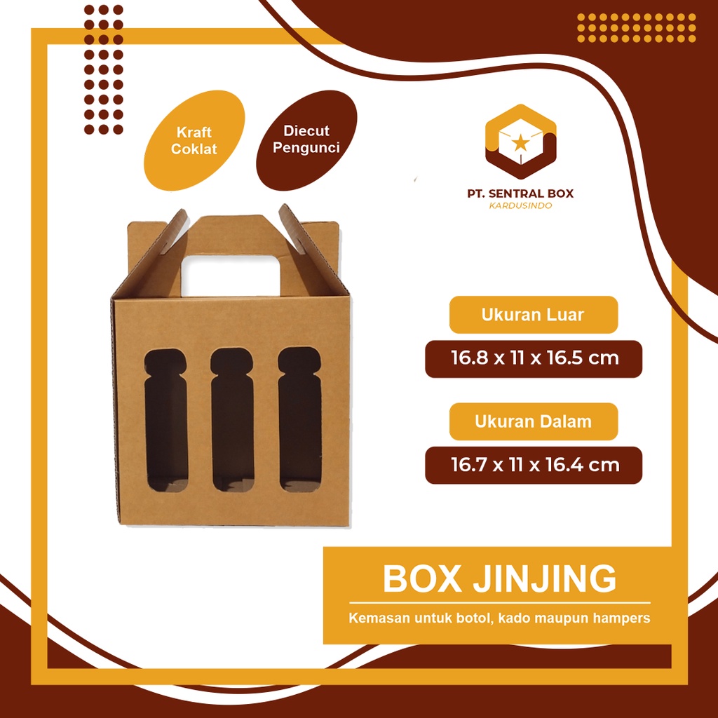 

Box ( 17 x 11 x 17 cm ) Jinjing botol 250 ml isi 6 E FLUTE - Kardus/Karton/Polos/Packing/Botol/JinjingBox/HandleBox/BoxTenteng/Botol
