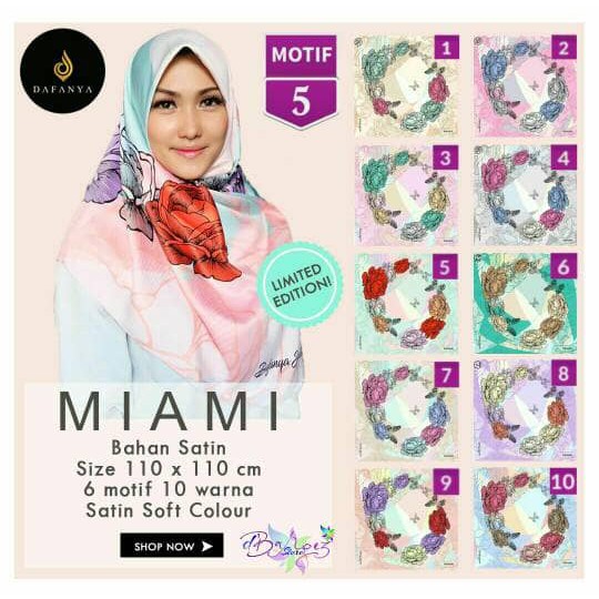 JILBAB SEGIEMPAT MIAMI SATIN MOTIF 5 BY DAFANYA ORIGINAL PREMIUM HIJAB