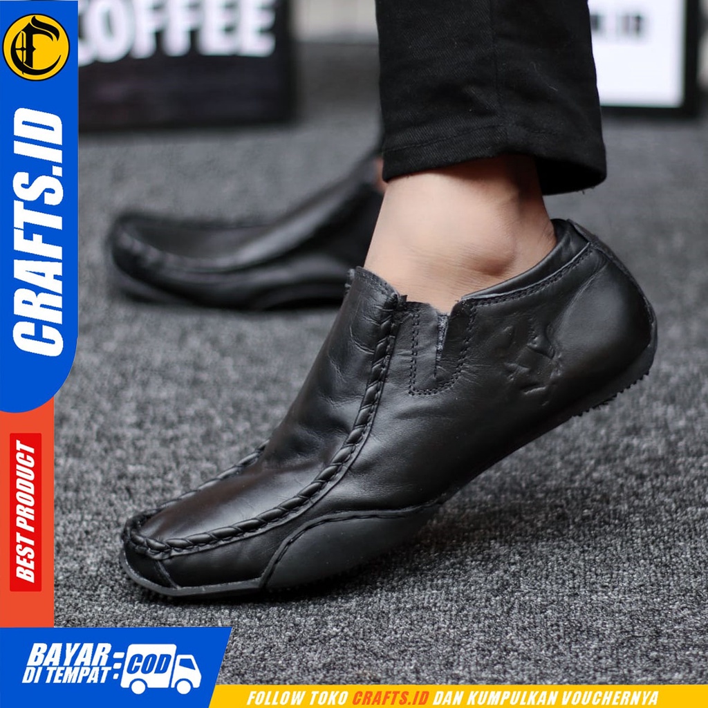 CRAFTS fero - Sepatu Formal Pantofel Kulit Asli Kerja Pria