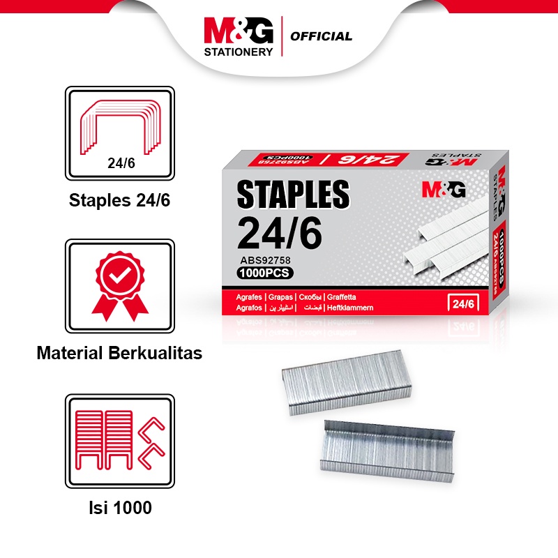 

M&G Isi Staples / Isi Hekter / Isi Jepretan / Isi Stapler Ukuran 24/6 1000pcs/Box