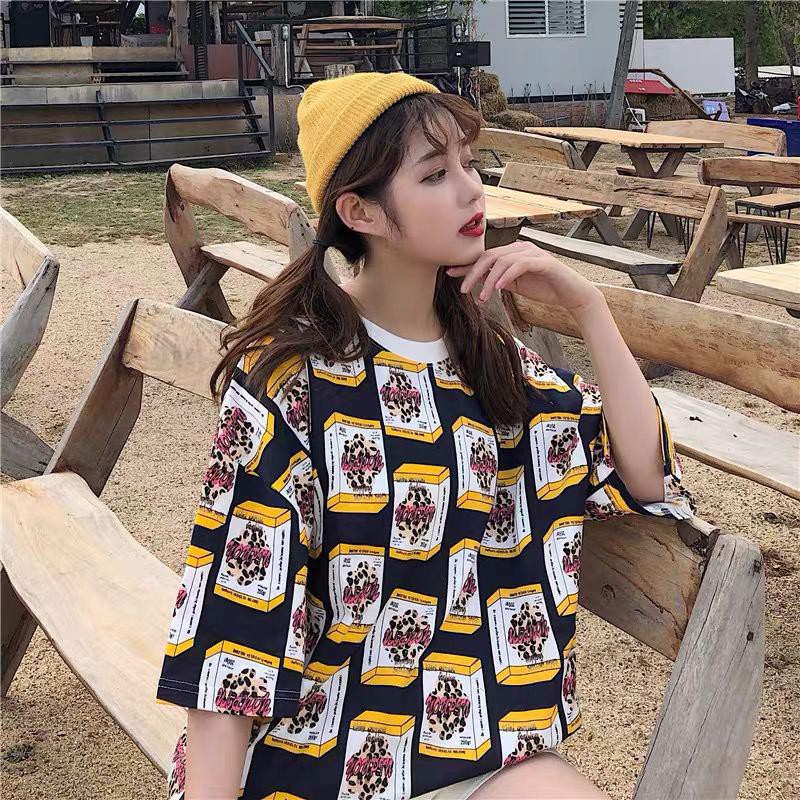 Oversize Tee Tshirt Model Longgar Utk Wanita Motif Cereal