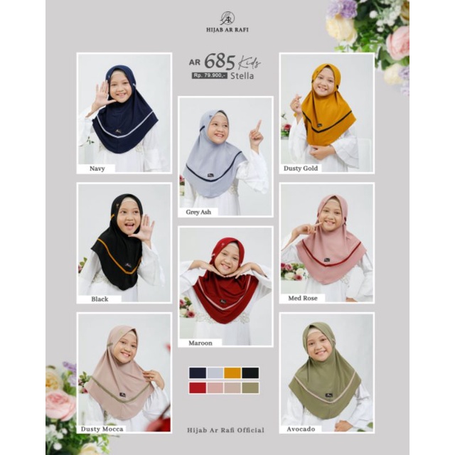 AR 685 Kids Arrafi Hijab Anak Sekolah Model Simple