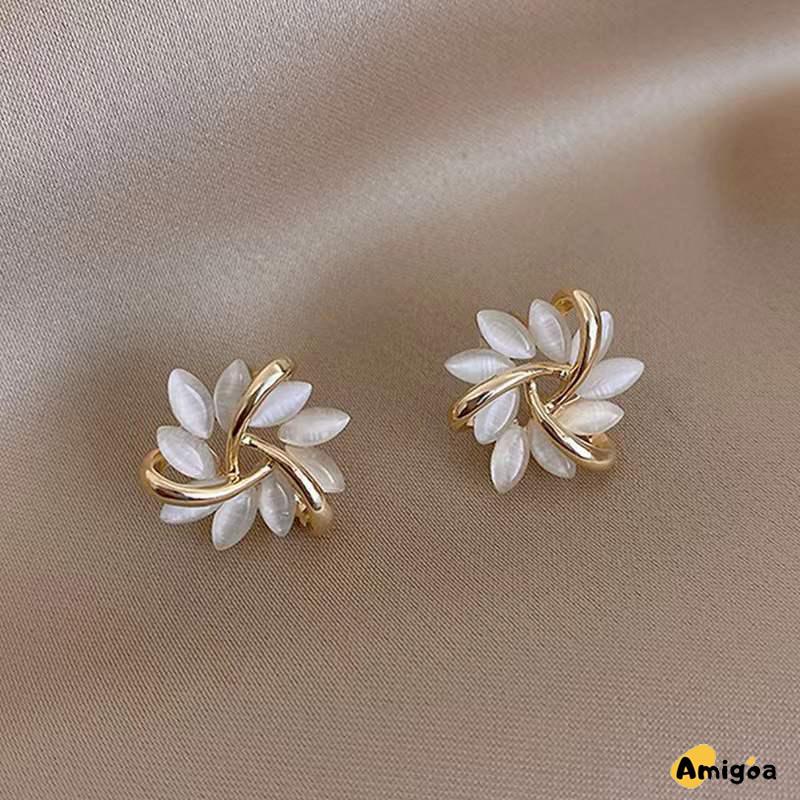 Opal Butterfly Love Water Drop Zircon Earrings Desain Niche Wanita Anting Temperamen Kelas Atas - AG2