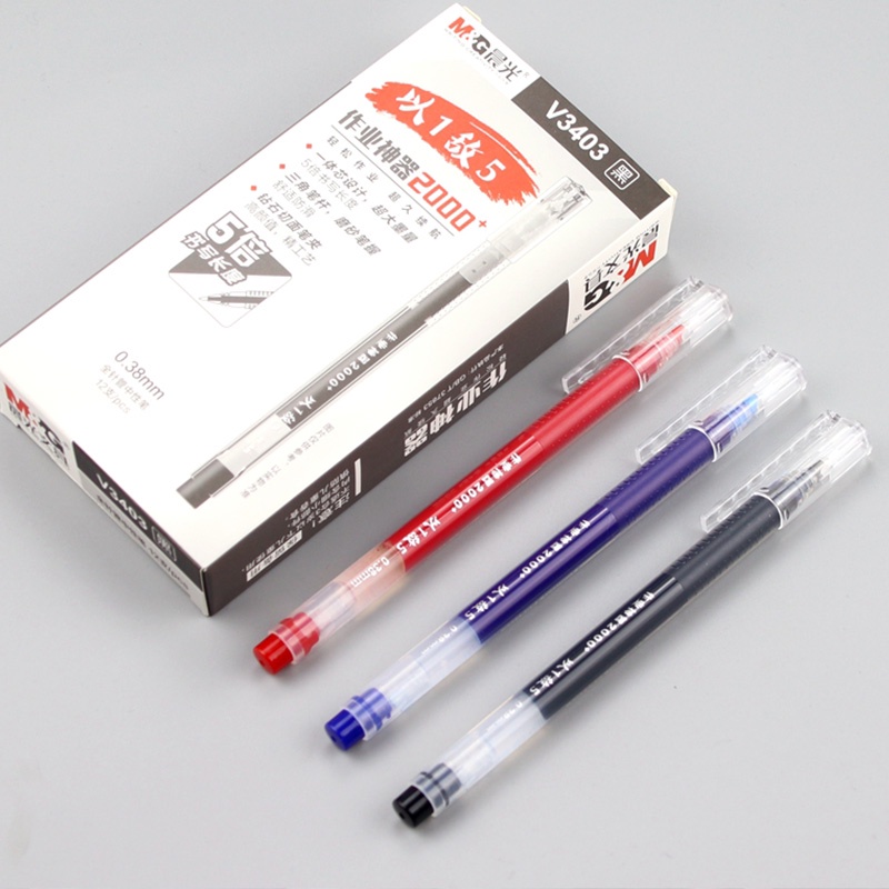 Pen Gel Cair Kapasitas Besar 0.5mm Warna Hitam Biru Merah