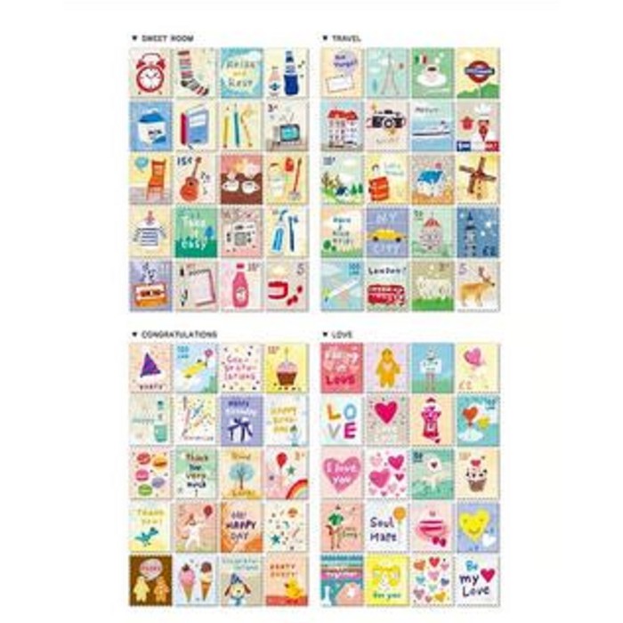 Stamp Diary Deco Sticker - 3 Design Cartoon Girl Stamp (4pcs)