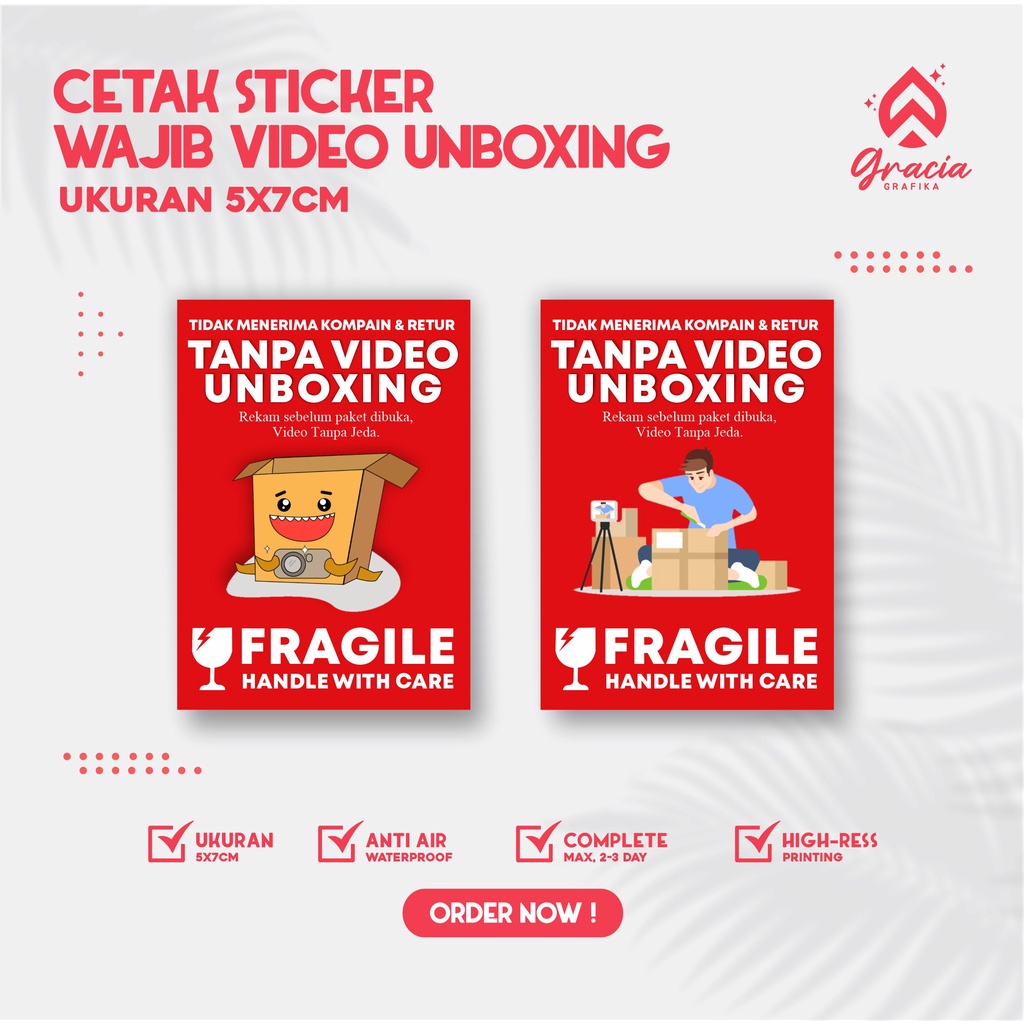 Jual Sticker Wajib Video Unboxing Sticker Perhatian Wajib Video