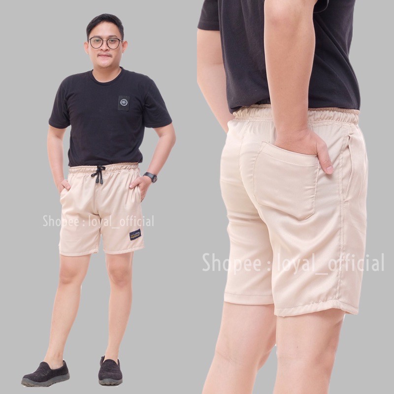 Loyal Celana Pendek Pria Cowok Dewasa Katun Premium M L XL-Cream