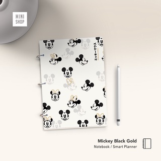

A5 Mickey Black Gold - ( notebook / Smart Planner - buku diary notes ring book buku weekly monthly yearly agenda journal hardcover hard cover / aestetik aesthetic lucu murah kawaii / minnie mouse minimalist )