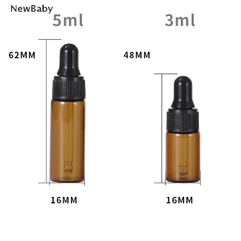 10pcs Botol Kaca Kosong Ukuran 1 / 2 / 3 / 5ml Untuk Essential Oil