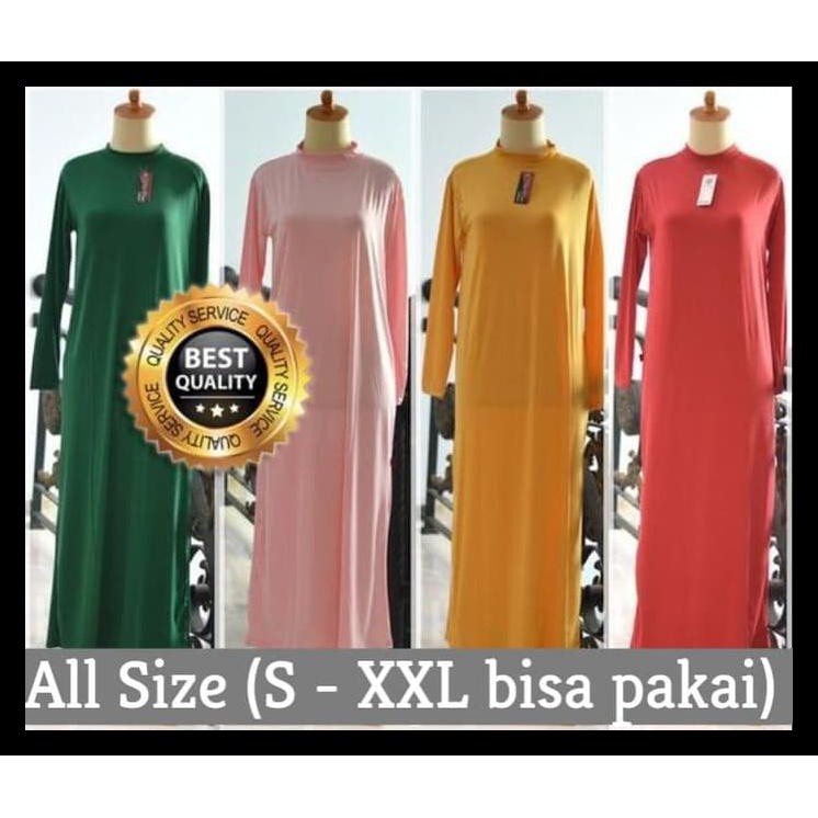 Manset Gamis Kaos Jersey Lengan Panjang Wanita Spandek - Putih