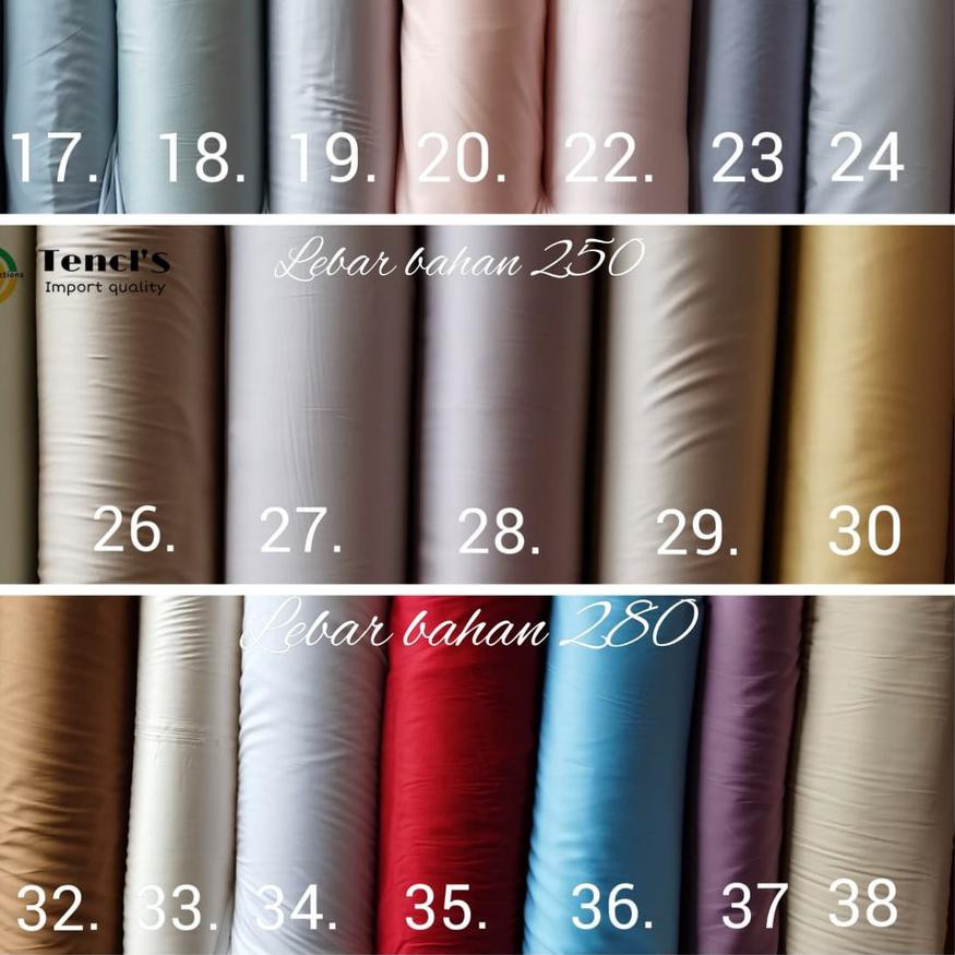 Paling Laku  Bahan Kain Tencel Polos Meteran / Sprei dan Bedcover Tencel Polos ...,,