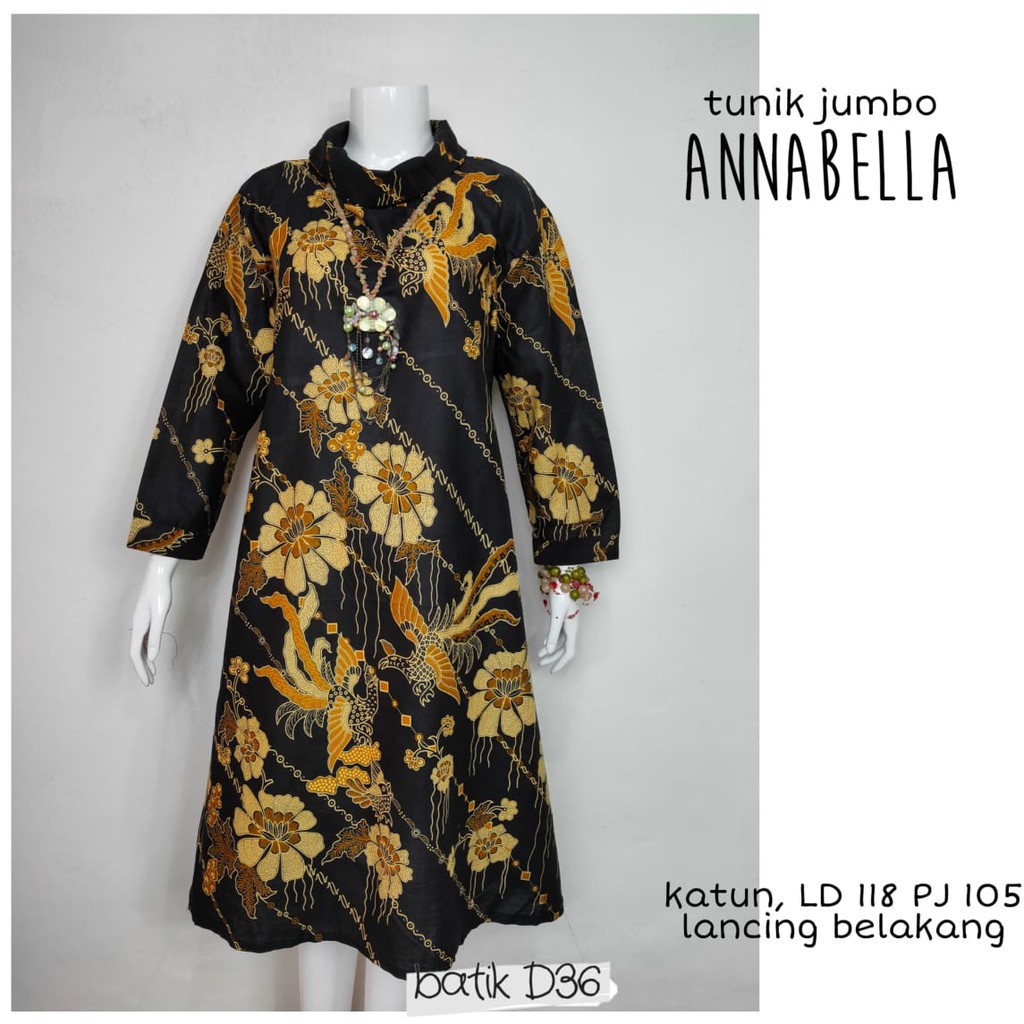 Tunik Jumbo Annabella Santika Black Jumbo #2 Batik Modern Casual Kerja Seragam Big Kantor Muslim