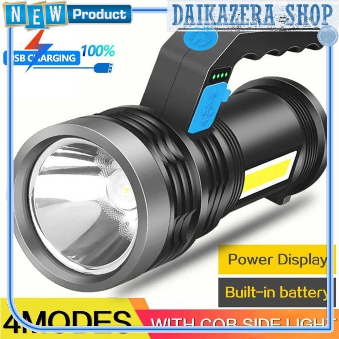 Pocketman Senter LED Waterproof USB 10W Cree XPE + COB - Hitam