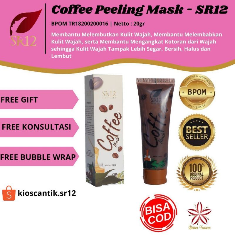 New Packaging.. Coffee Mask Tube SR12 Atasi Komedo / Masker Kopi / Masker Wajah / Masker Komedo