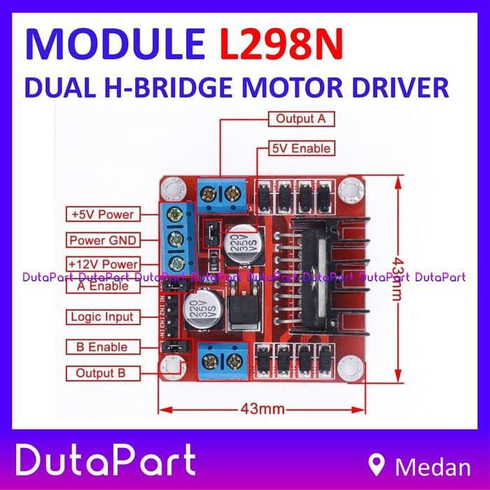 L298N Dual H Bridge DC Stepper Motor Driver Module Arduino Modul L298