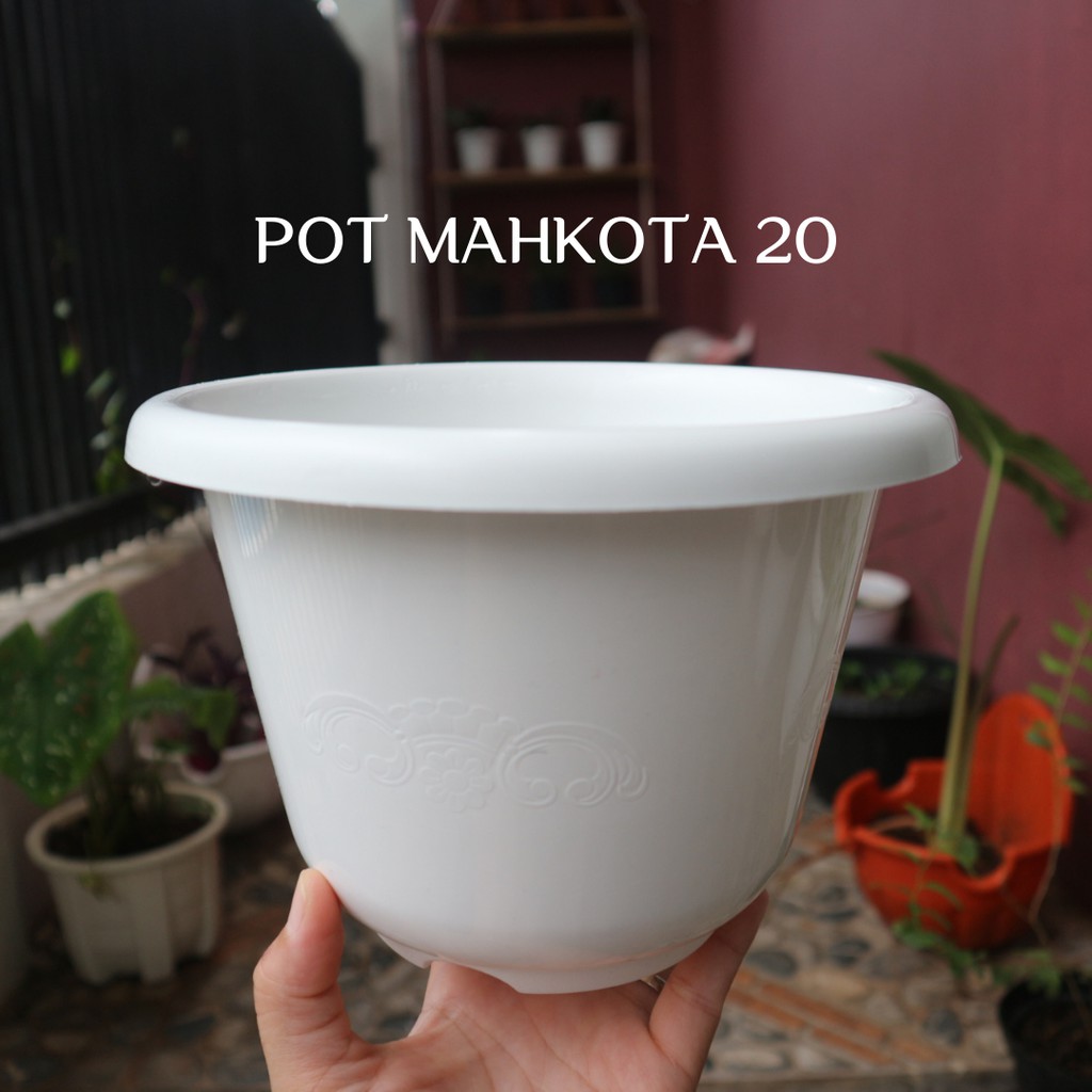 Pot Bunga Mahkota 20 Cm Putih 20Cm Pot Tanam Hias
