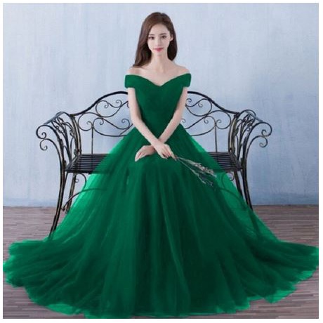 Gaun Pesta Formal Mewah Gaun warna hijau merah biru