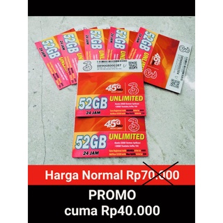 Jual Kartu Paket Three (3) 52 GB 24 Jam. lebih jelasnya harap baca di