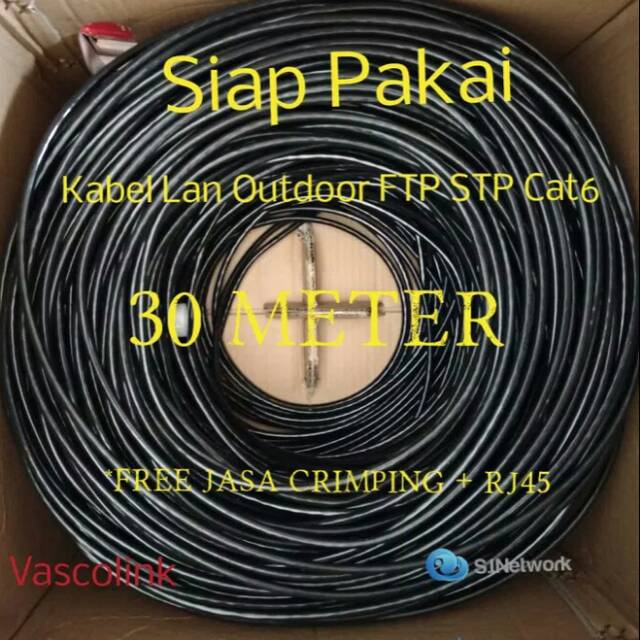 30 Meter VASCOLINK LAN FTP/STP  OUTDOOR CAT6 HIGH SPEED 100/1000 Mbps SIAP PAKAI