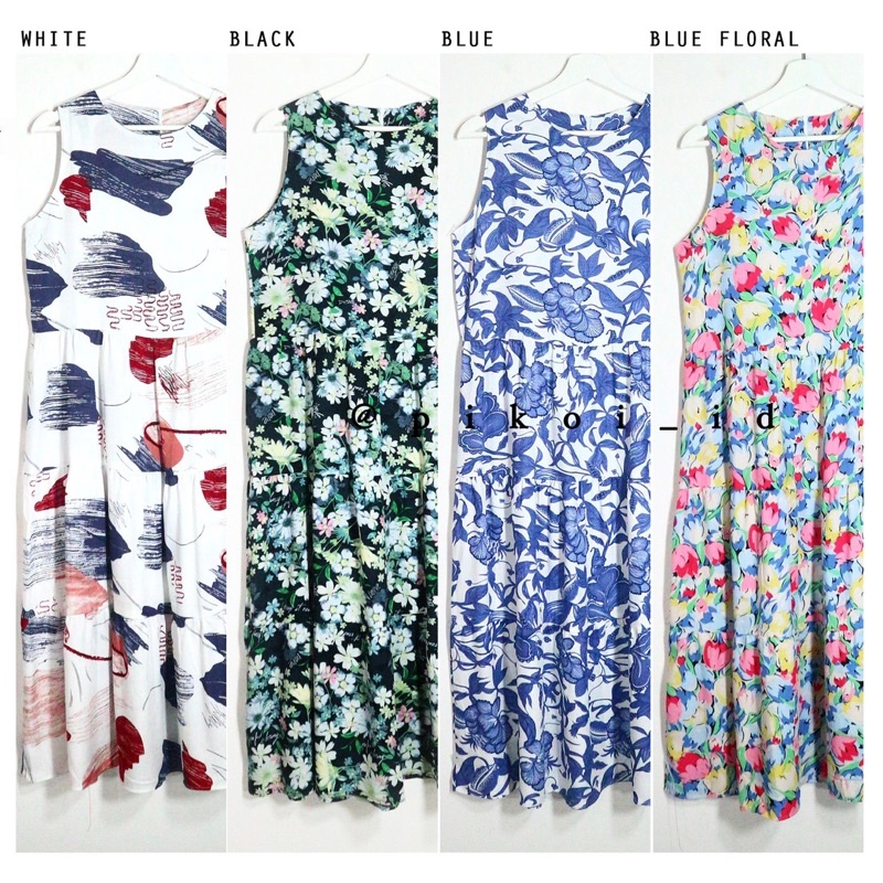 Sleeveless dress panjang / dress korean style summer dress pantai / dress maxi kpop kekinian / 2915