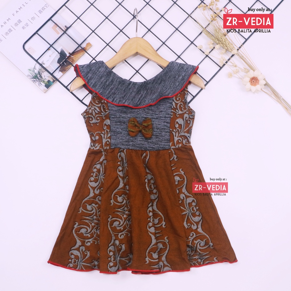 (Batik) Dress Cantika uk 1-2 Tahun / Dres Model Baju Anak Perempuan Pesta Cewek Motif Bunga Murah