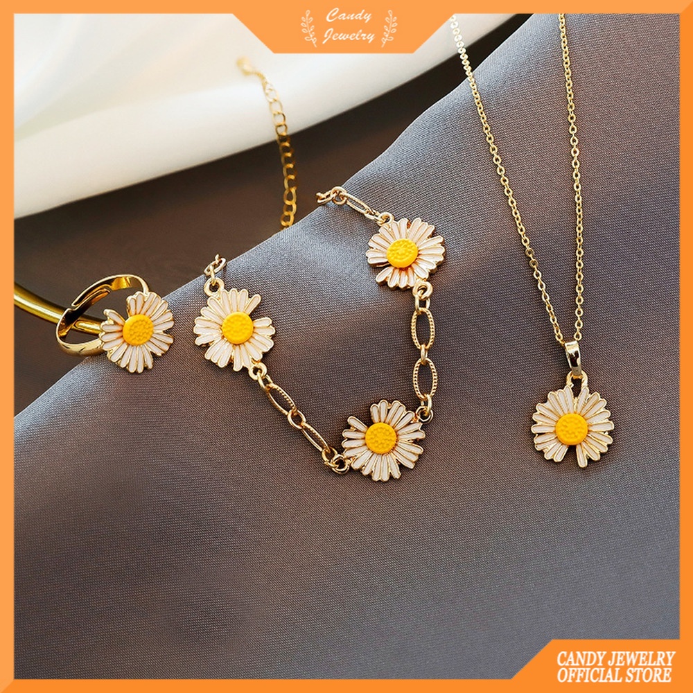 Gelang Desain Bunga Daisy Warna Permen Untuk Wanita