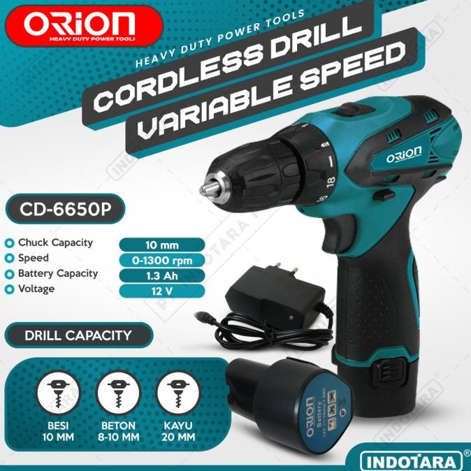 Mesin Bor Baterai Cordless Drill Bor Tangan Baterai 12V Orion CD-6650P