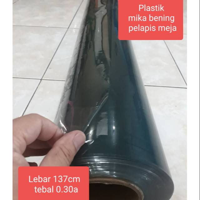 Plastik mika pelapis taplak meja bening lentur tebal 0.30a mm