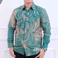 BATIK PRIA HIJAU TOSCA TERBARU 2022 S M L XL XXL BAJU kemeja batik pria lengan PENDEK PREMIUM SENO