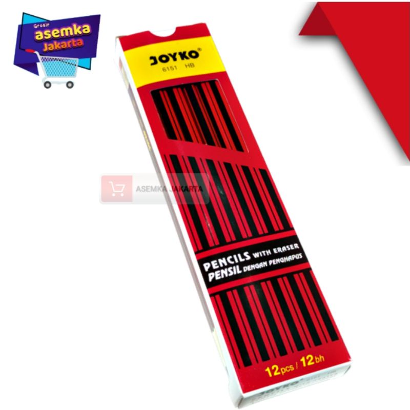 Pensil HB Joyko 6151 Pensil Dengan penghapus grosir 12pcs