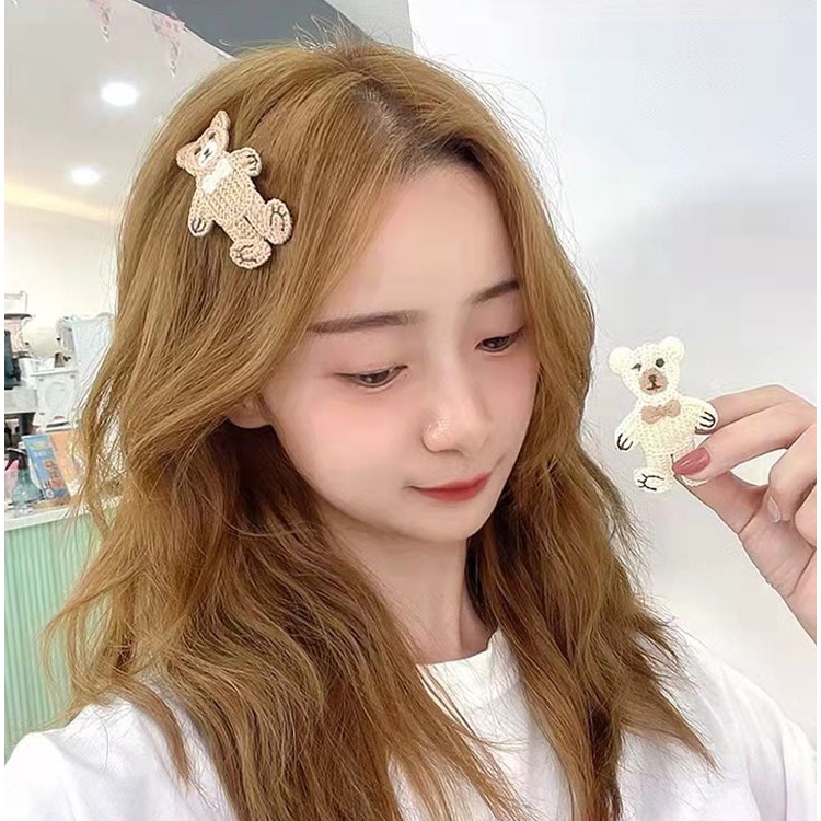 Hairpin Rambut Rajut Cute Beruang Korean Aksesoris Rambut Fashion