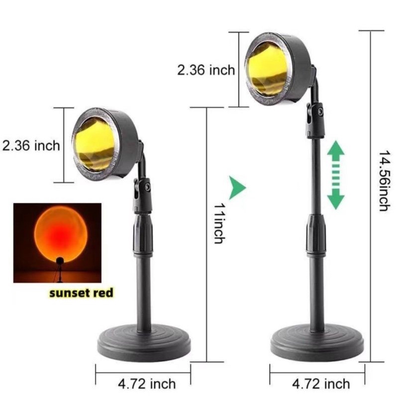 Sunset Lamp Lampu Tidur Proyektor LED Motif Matahari Terbenam 4 Color Style RGB