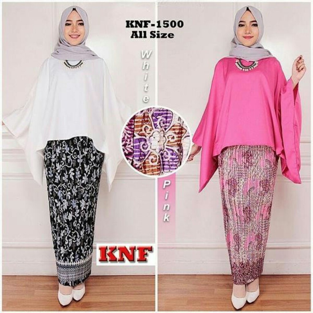 SB Collection Stelan Kebaya Janie Atasan Blouse Batwing dan Rok Plisket Batik Wanita