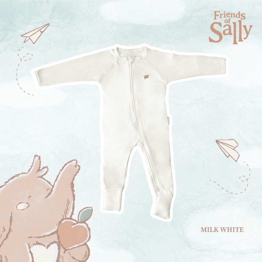 Friends of sally baby bamboo jumpsuit Milky white