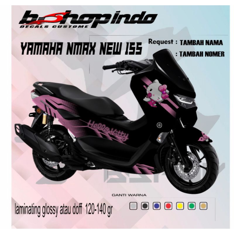 Sticker Decal New Nmax Full Body Hello Kitty Gradasi Pink hitam