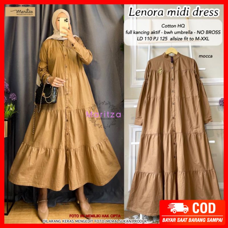 Lenora Midi Dress Bahan Katun HQ Best Seller