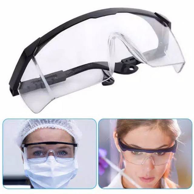 Kacamata pelindung mata safety glasses bening melindungi asap debu mencegah virus bakteri