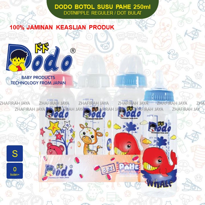 ❤ZJ❤ Botol Susu DODO PAHE 250ml Dot Bulat - Botol Susu PAHE 250ml Dot Silicon BULAT - Botol SUSU DODO 250ml