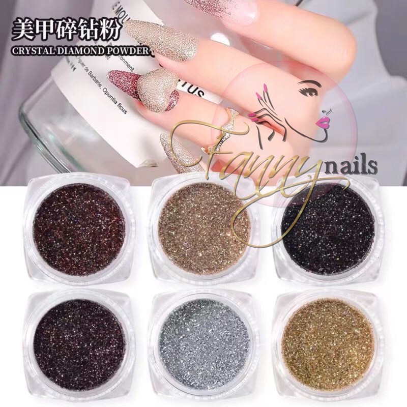 GLITTER 6 WARNA BROWN CHOCO SILVER CRYSTAL AB MENGKILAP GLITER NAILART GOOD QUALITY SHINE SUPER