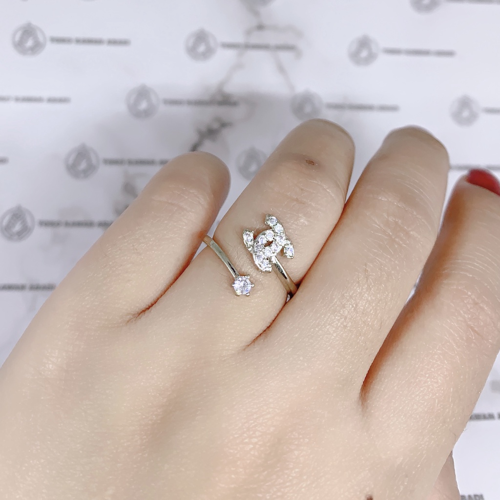 Cincin Xuping Silver Fashion Wanita Motif Permata Satu Cantik Perhiasan Wanita *41