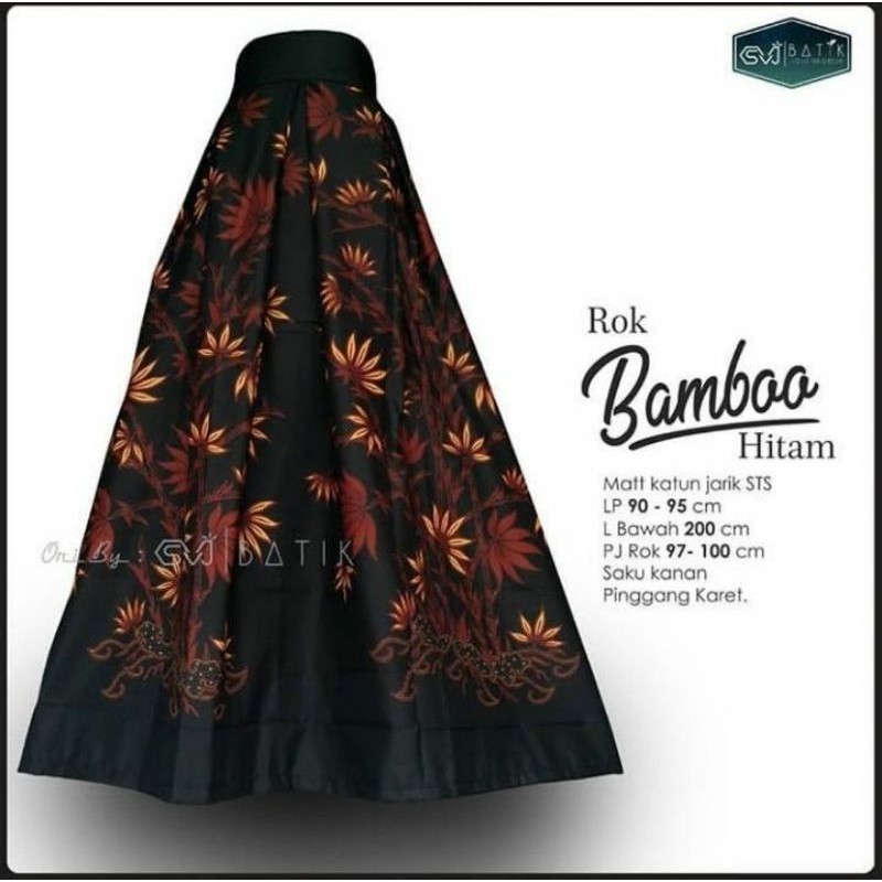 Rok batik payung pinggang karet dan tali rok batik panjang kekinian elegan