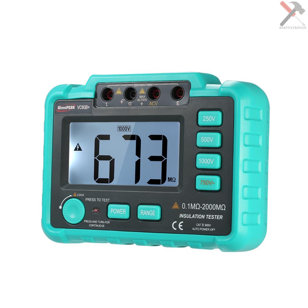 Winspeak Vc60B + Megohm Meter Megohmmeter Digital Dengan Layar Lcd Dc250V / 500v / 1000v Ac750V