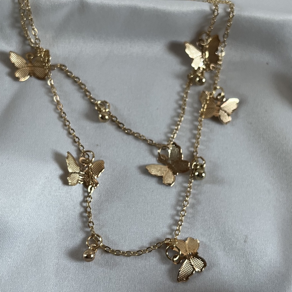 Butterflies Necklace / Kalung Wanita Korea / Aksesoris Wanita / Kalung Rantai / Kalung Aesthetic / Kalung Layer Pendan