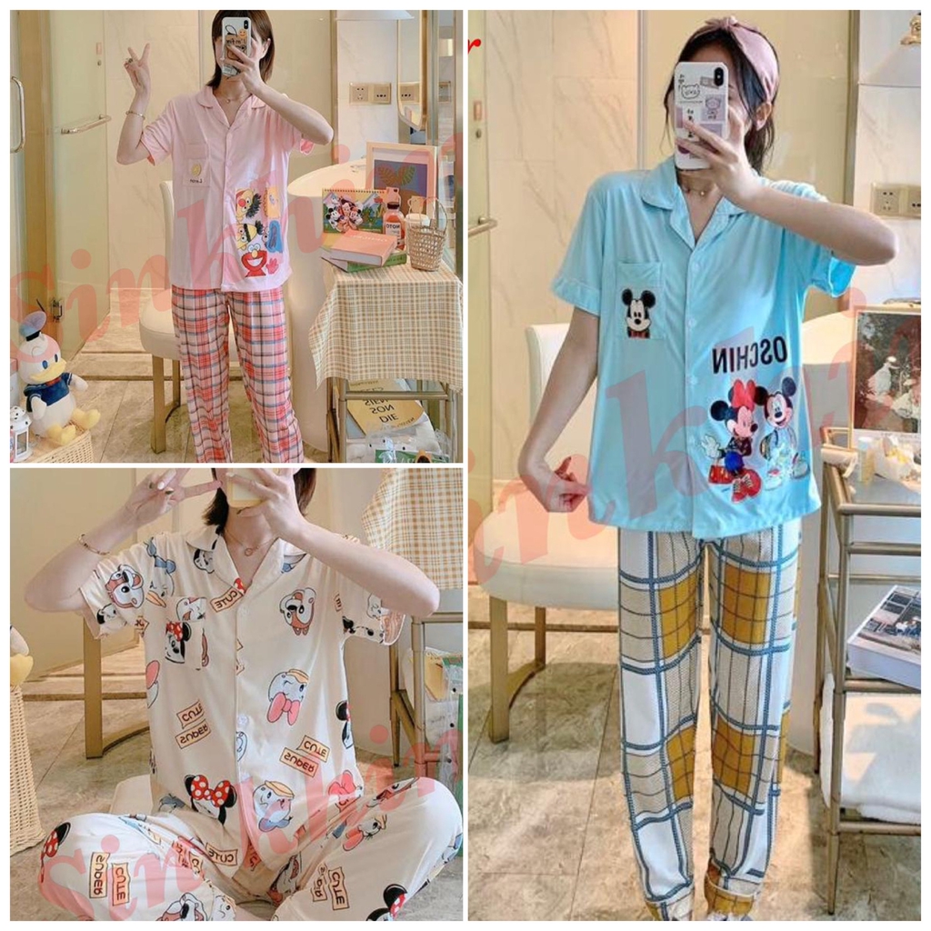 RAINBOW- Piyama /Baju Tidur Dewasa CP KRAH /Bahan katun Import motif MIX