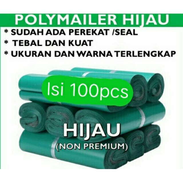 

Isi 100pcs Plastik Packing Bag Polymailer 25x35 cm HIJAU - NON PREMIUM